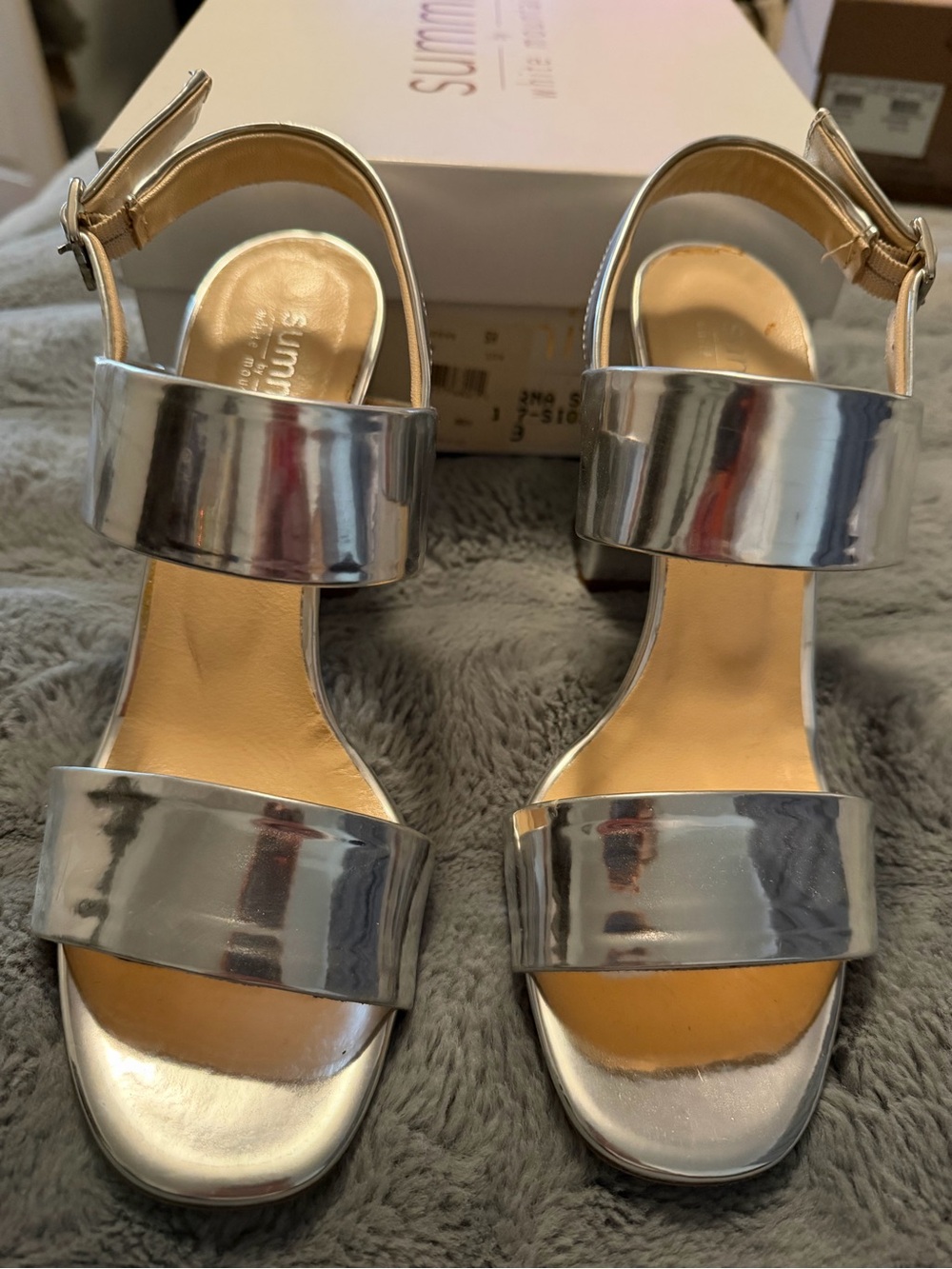 Silver Metallic Slingback Sandals
